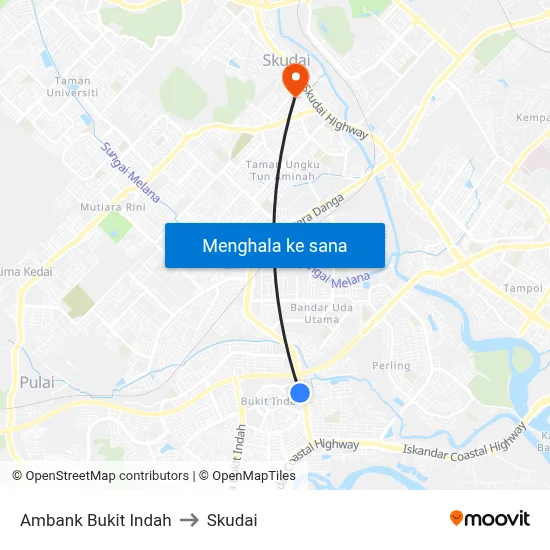 Ambank Bukit Indah to Skudai map