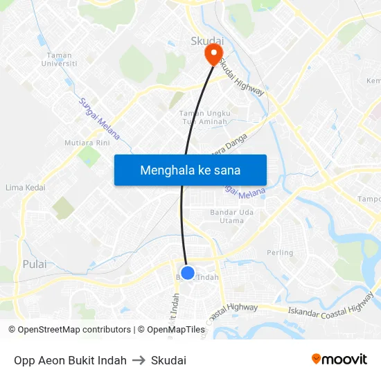 Opp Aeon Bukit Indah to Skudai map