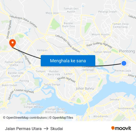 Jalan Permas Utara to Skudai map