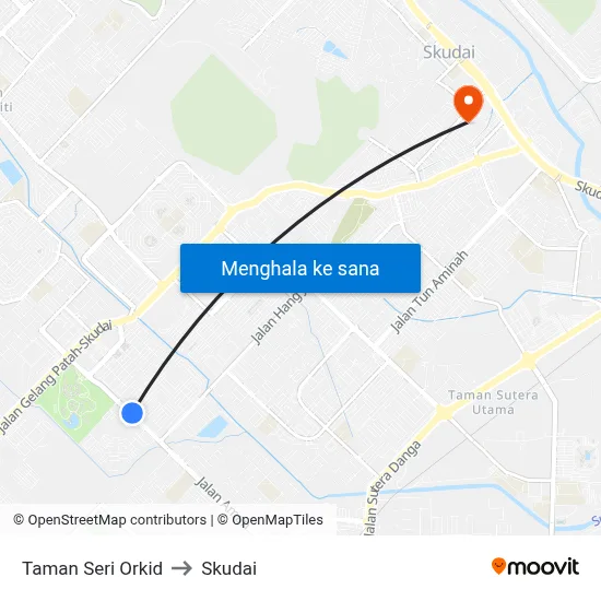 Taman Seri Orkid to Skudai map