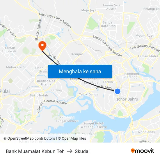 Bank Muamalat Kebun Teh to Skudai map