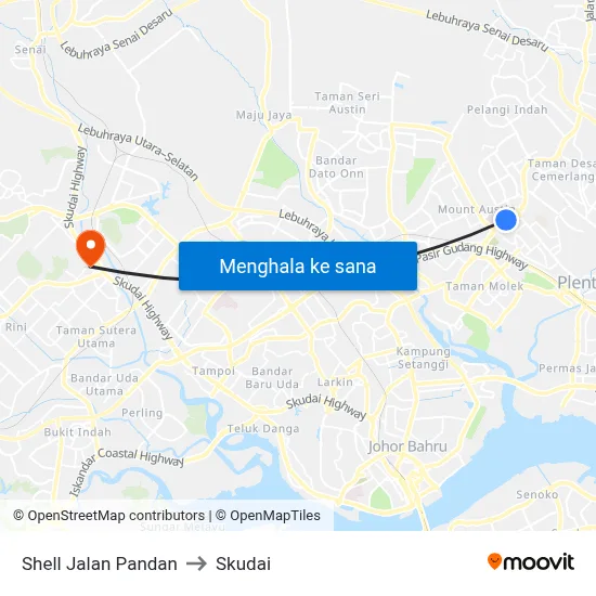 Shell Jalan Pandan to Skudai map