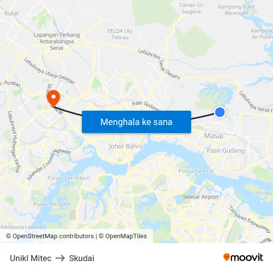 Unikl Mitec to Skudai map