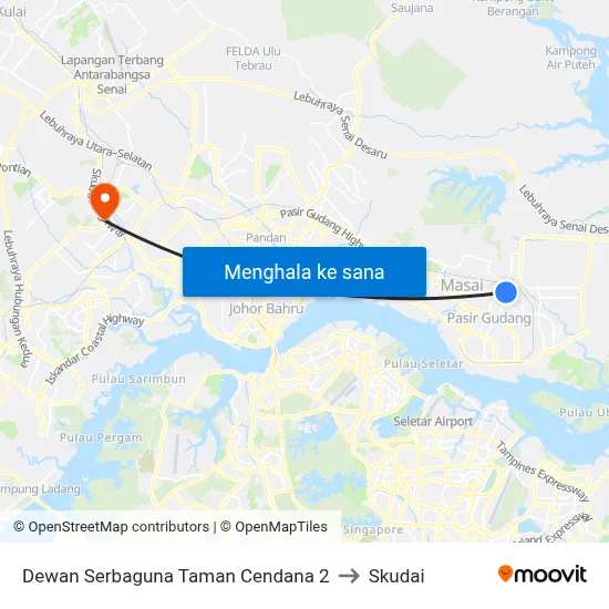 Dewan Serbaguna Taman Cendana 2 to Skudai map