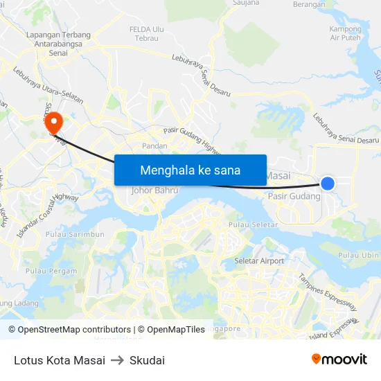 Lotus Kota Masai to Skudai map