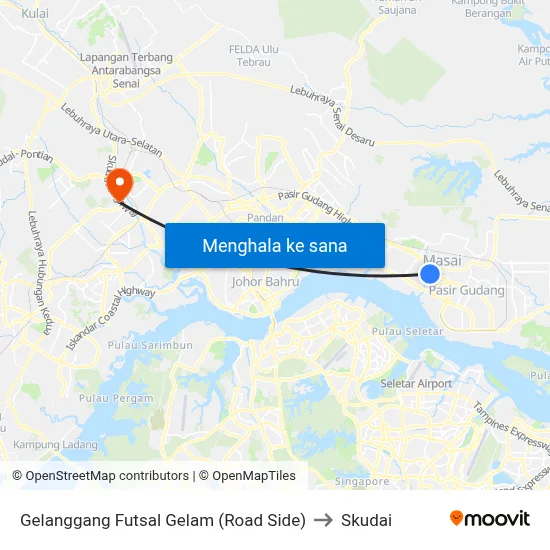 Gelanggang Futsal Gelam (Road Side) to Skudai map