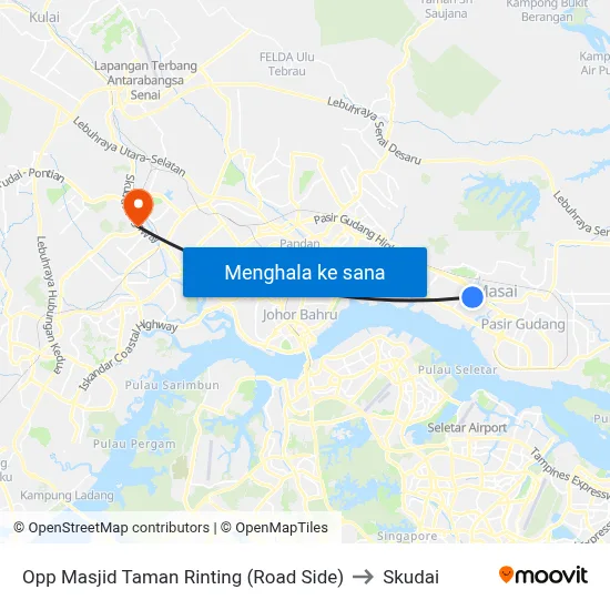 Opp Masjid Taman Rinting (Road Side) to Skudai map