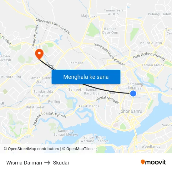 Wisma Daiman to Skudai map