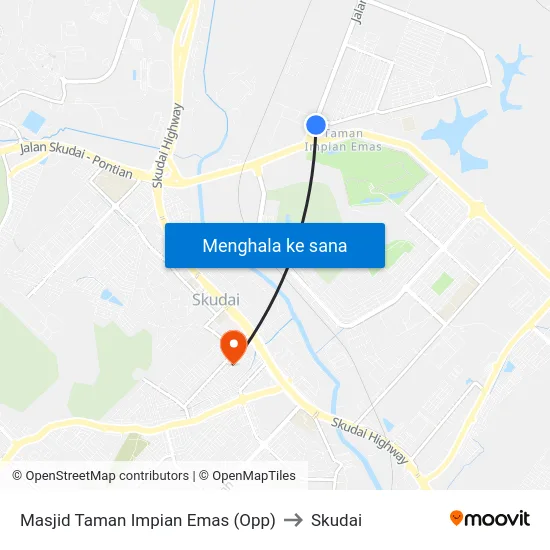 Masjid Taman Impian Emas (Opp) to Skudai map