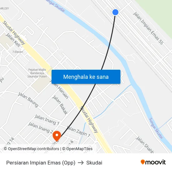 Persiaran Impian Emas (Opp) to Skudai map