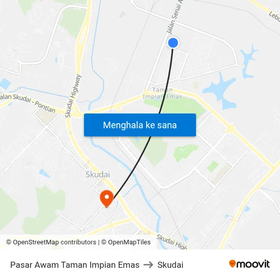 Pasar Awam Taman Impian Emas to Skudai map