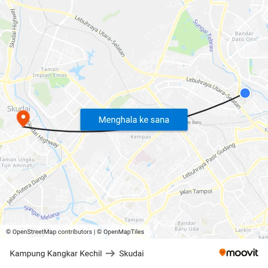 Kampung Kangkar Kechil to Skudai map