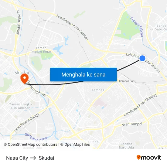 Nasa City to Skudai map