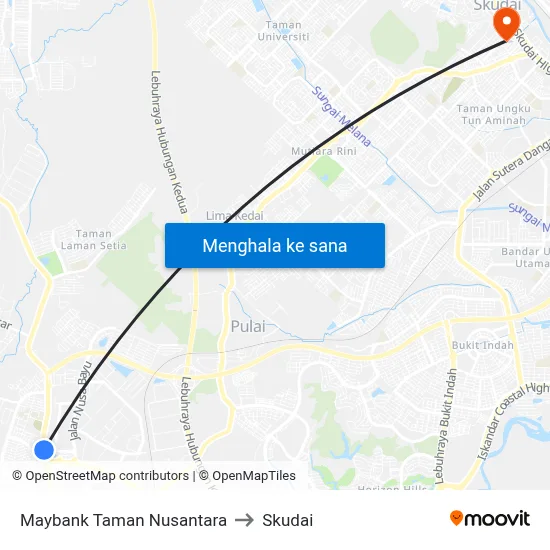 Maybank Taman Nusantara to Skudai map