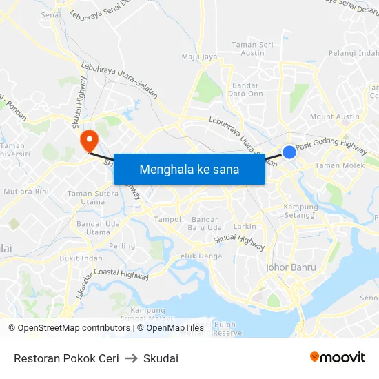 Restoran Pokok Ceri to Skudai map
