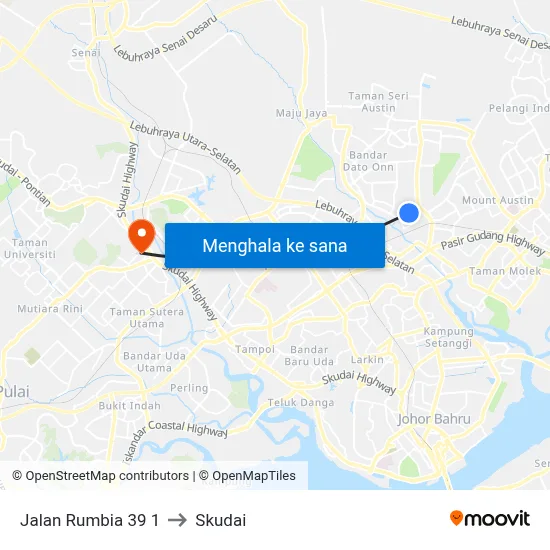 Jalan Rumbia 39 1 to Skudai map