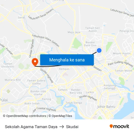 Sekolah Agama Taman Daya to Skudai map