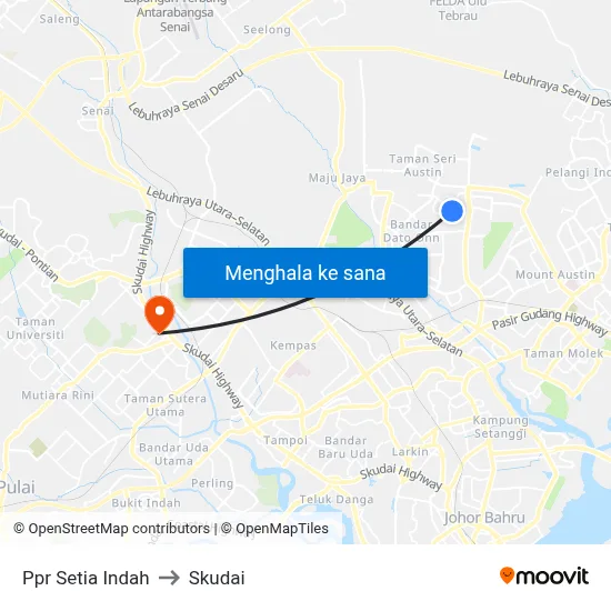 Ppr Setia Indah to Skudai map