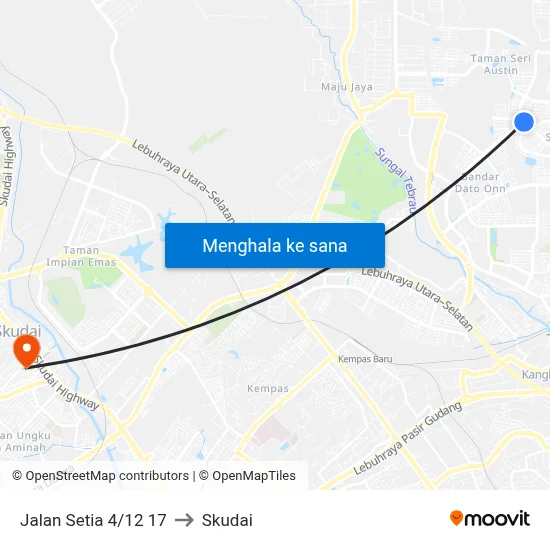 Jalan Setia 4/12 17 to Skudai map