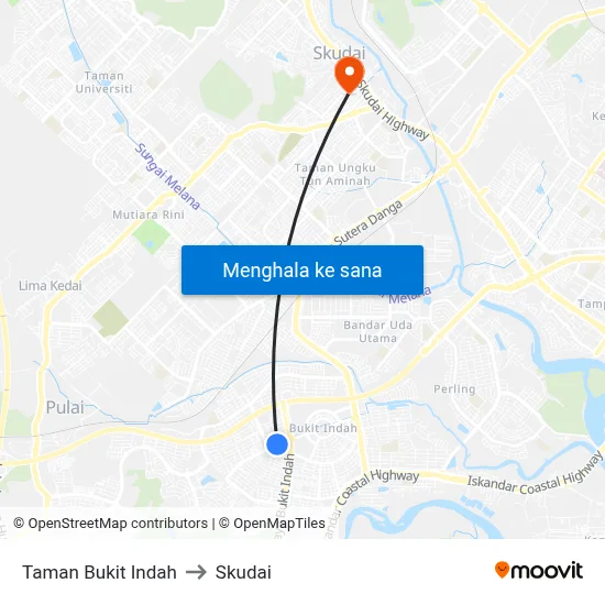 Taman Bukit Indah to Skudai map