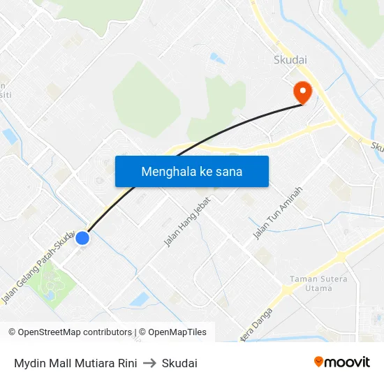 Mydin Mall Mutiara Rini to Skudai map