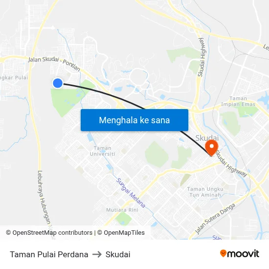 Taman Pulai Perdana to Skudai map