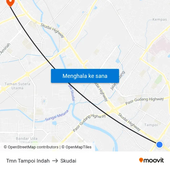 Tmn Tampoi Indah to Skudai map