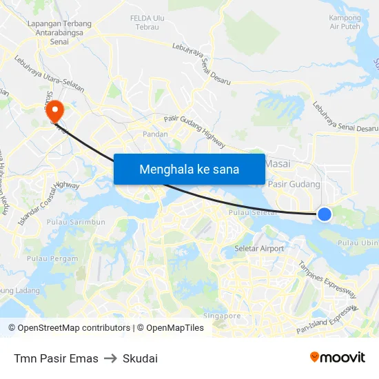 Tmn Pasir Emas to Skudai map