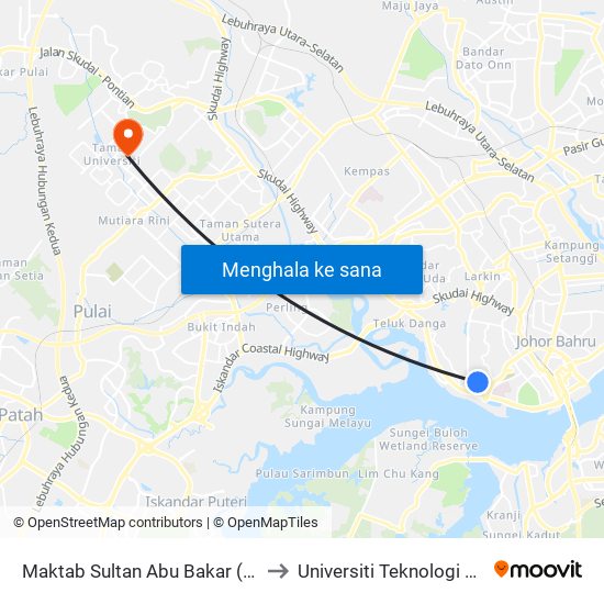 Maktab Sultan Abu Bakar (0005494) to Universiti Teknologi Malaysia map