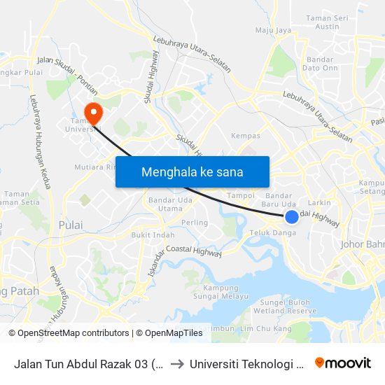 Opp Burger King to Universiti Teknologi Malaysia map