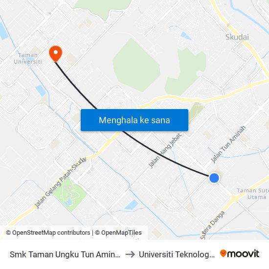 Smk Taman Ungku Tun Aminah (0007601) to Universiti Teknologi Malaysia map