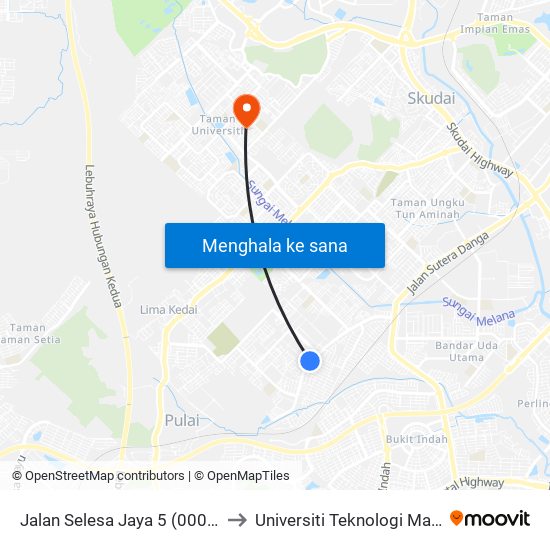 Jalan Selesa Jaya 5 (0004429) to Universiti Teknologi Malaysia map