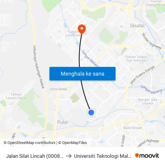 Jalan Silat Lincah (0008082) to Universiti Teknologi Malaysia map