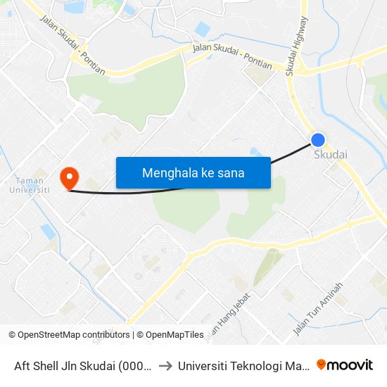 Pejabat Pos Skudai to Universiti Teknologi Malaysia map