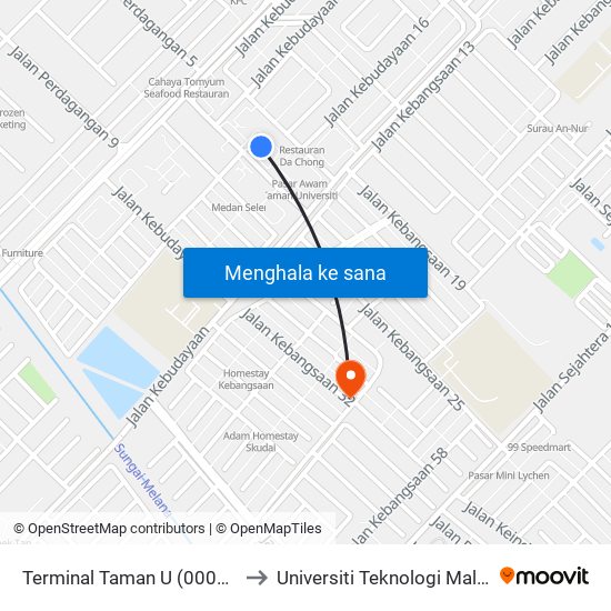 Terminal Taman U (0004199) to Universiti Teknologi Malaysia map