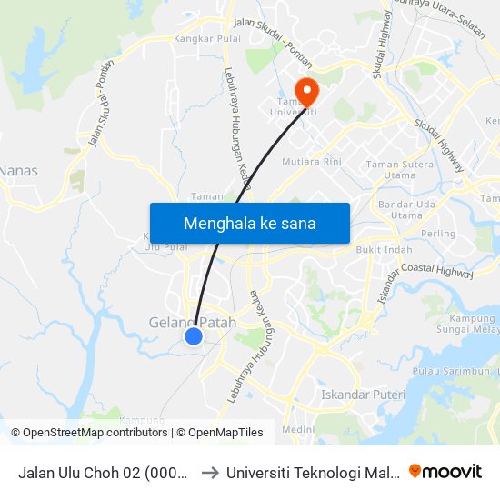 Jalan Ulu Choh 02 (0002912) to Universiti Teknologi Malaysia map