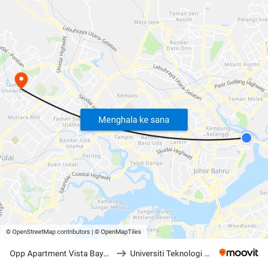 Opp Apartment Vista Bayu Puteri 2 to Universiti Teknologi Malaysia map