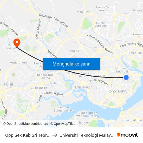 Opp Sek Keb Sri Tebrau to Universiti Teknologi Malaysia map