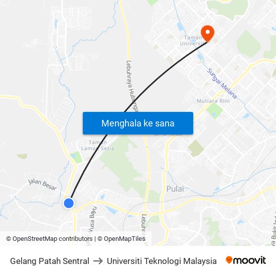 Gelang Patah Sentral to Universiti Teknologi Malaysia map