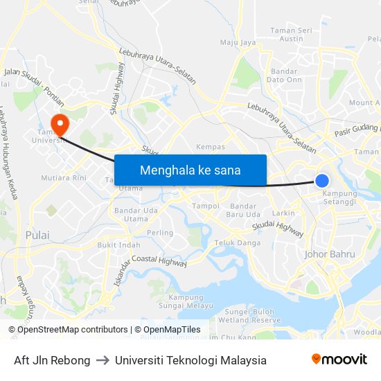 Opp Kampung Melayu Majidee to Universiti Teknologi Malaysia map