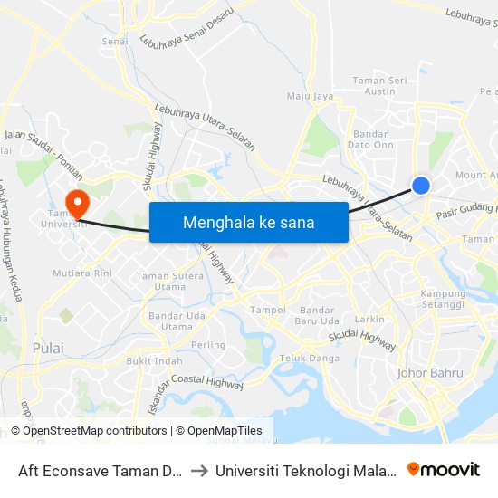 Aft Econsave Taman Daya to Universiti Teknologi Malaysia map