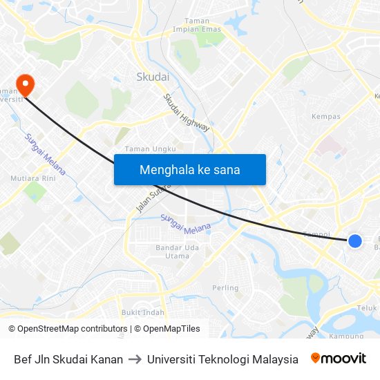 Bef Jln Skudai Kanan to Universiti Teknologi Malaysia map