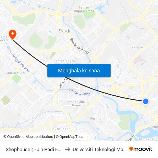 Shophouse @ Jln Padi Emas 2 to Universiti Teknologi Malaysia map