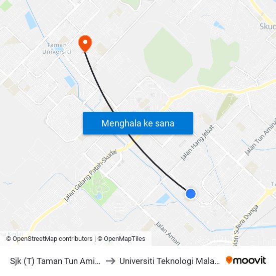 Sjk (T) Taman Tun Aminah to Universiti Teknologi Malaysia map