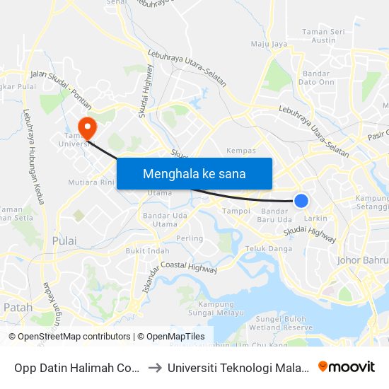 Opp Datin Halimah Condo to Universiti Teknologi Malaysia map
