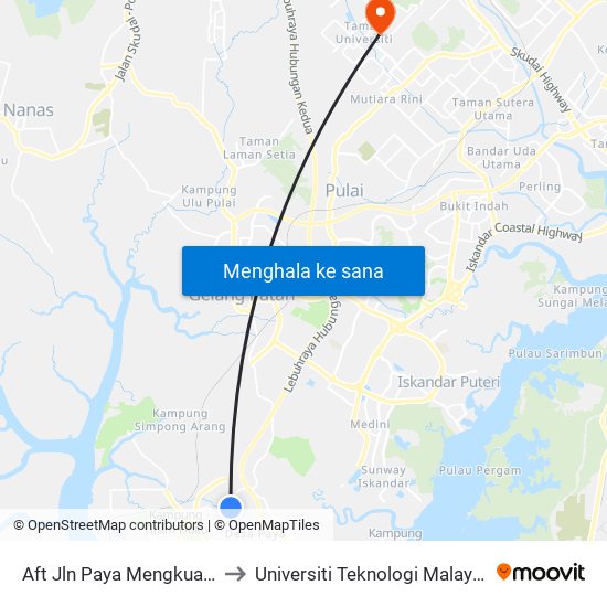 Aft Jln Paya Mengkuang to Universiti Teknologi Malaysia map