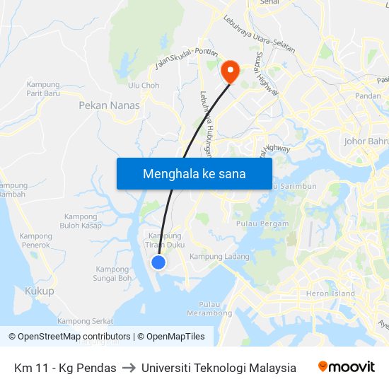 Km 11 - Kg Pendas to Universiti Teknologi Malaysia map