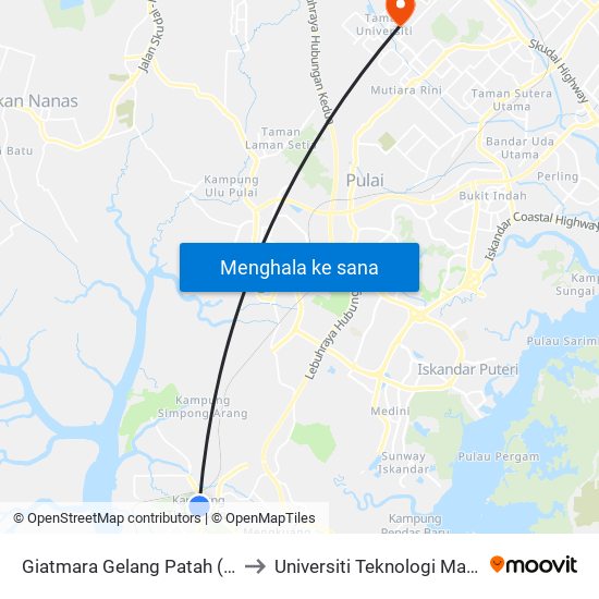 Giatmara Gelang Patah (Pulai) to Universiti Teknologi Malaysia map