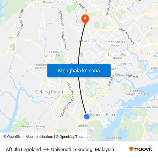 Aft Jln Legoland to Universiti Teknologi Malaysia map