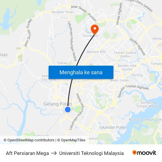 Aft Persiaran Mega to Universiti Teknologi Malaysia map